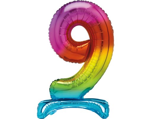 30in RAINBOW FOIL STANDING NUMERAL "9" BALLOON