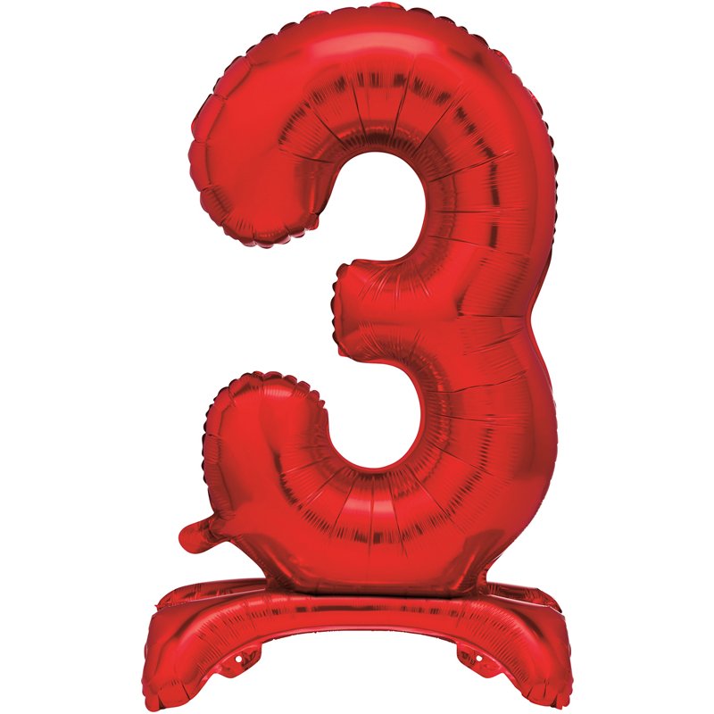 30in RED FOIL STANDING NUMERAL "3" BALLOON