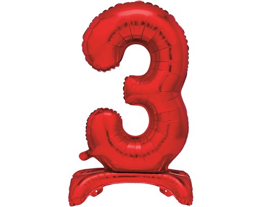 30in RED FOIL STANDING NUMERAL "3" BALLOON
