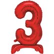 30in RED FOIL STANDING NUMERAL "3" BALLOON