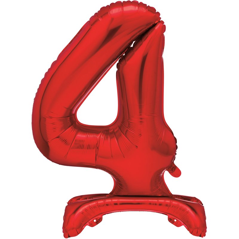 30in RED FOIL STANDING NUMERAL "4" BALLOON