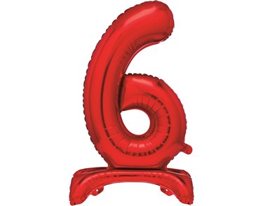 30in RED FOIL STANDING NUMERAL "6" BALLOON