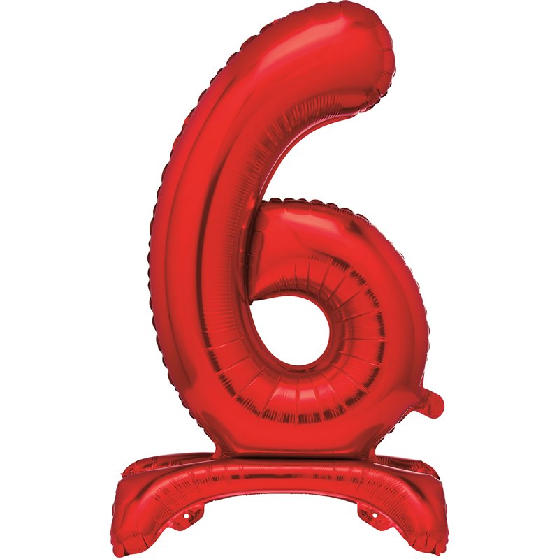 30in RED FOIL STANDING NUMERAL "6" BALLOON