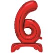 30in RED FOIL STANDING NUMERAL "6" BALLOON