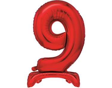 30in RED FOIL STANDING NUMERAL "9" BALLOON