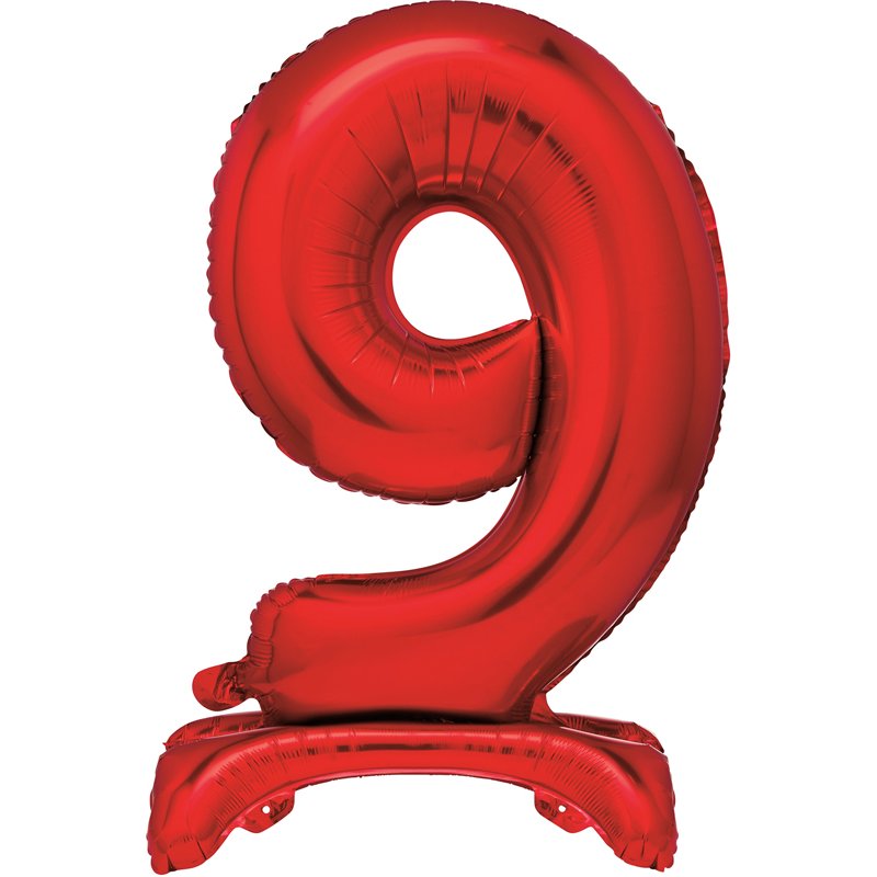 30in RED FOIL STANDING NUMERAL "9" BALLOON