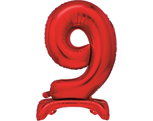 30in RED FOIL STANDING NUMERAL "9" BALLOON