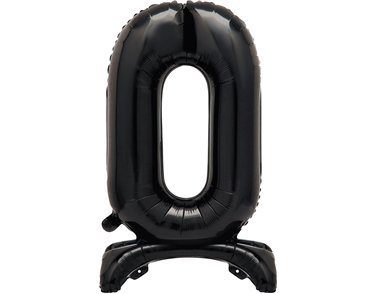 30in BLACK FOIL STANDING NUMERAL "0" BALLOON