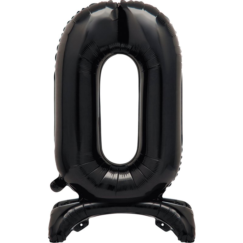 30in BLACK FOIL STANDING NUMERAL "0" BALLOON