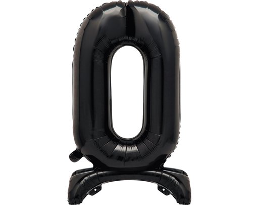 30in BLACK FOIL STANDING NUMERAL "0" BALLOON