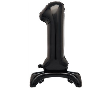 30in BLACK FOIL STANDING NUMERAL "1" BALLOON
