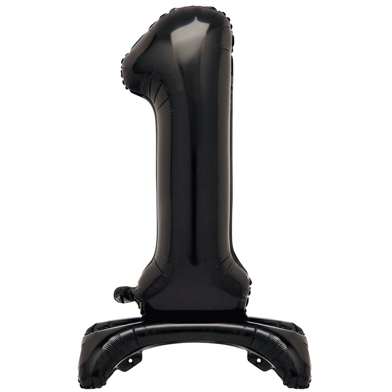 30in BLACK FOIL STANDING NUMERAL "1" BALLOON