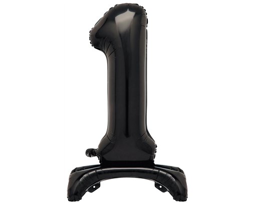 30in BLACK FOIL STANDING NUMERAL "1" BALLOON