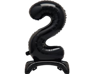 30in BLACK FOIL STANDING NUMERAL "2" BALLOON