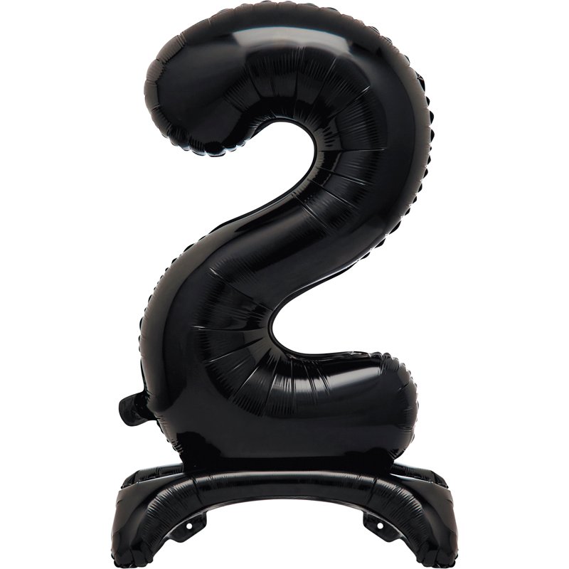 30in BLACK FOIL STANDING NUMERAL "2" BALLOON