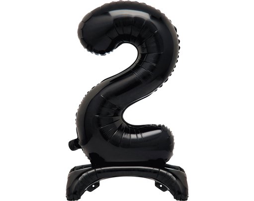 30in BLACK FOIL STANDING NUMERAL "2" BALLOON