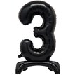 30in BLACK FOIL STANDING NUMERAL "3" BALLOON