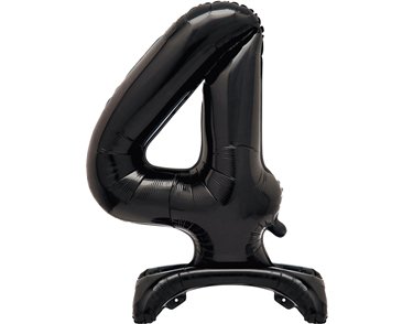 30in BLACK FOIL STANDING NUMERAL "4" BALLOON