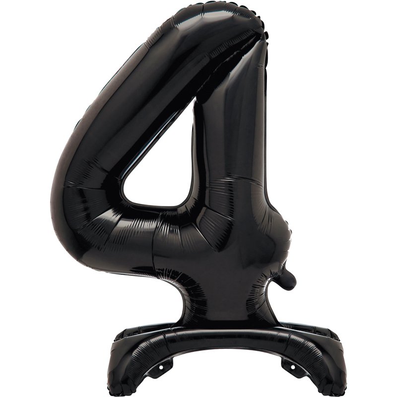 30in BLACK FOIL STANDING NUMERAL "4" BALLOON