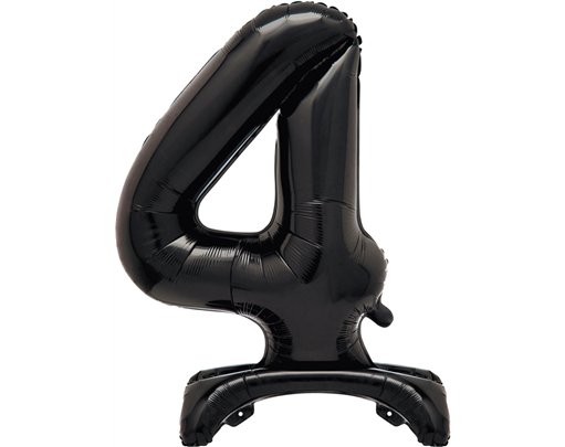 30in BLACK FOIL STANDING NUMERAL "4" BALLOON