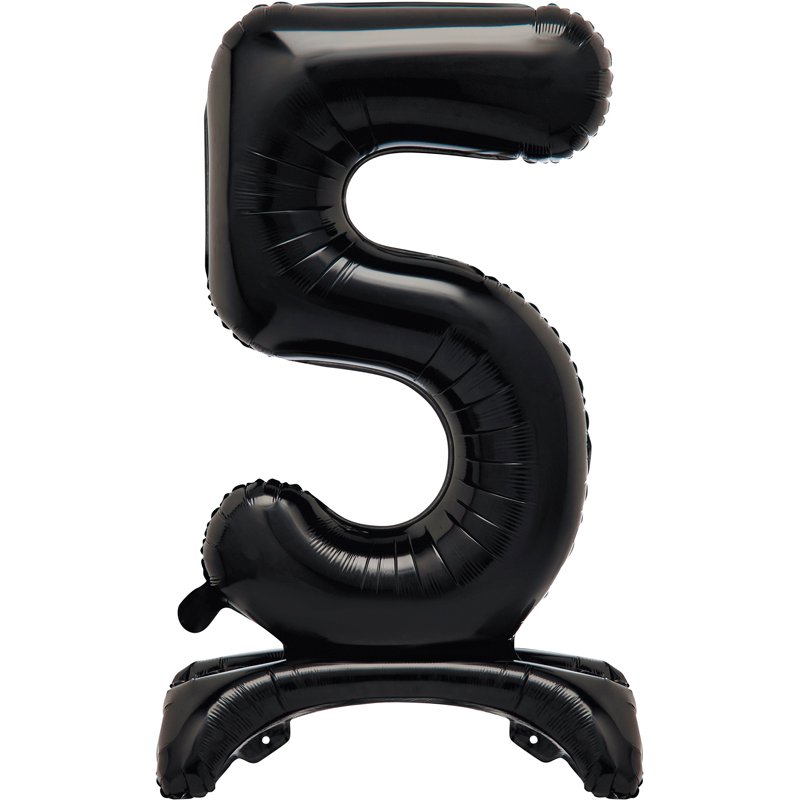 30in BLACK FOIL STANDING NUMERAL "5" BALLOON