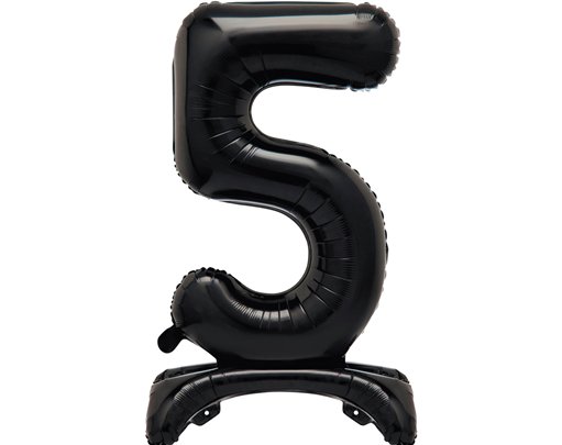 30in BLACK FOIL STANDING NUMERAL "5" BALLOON