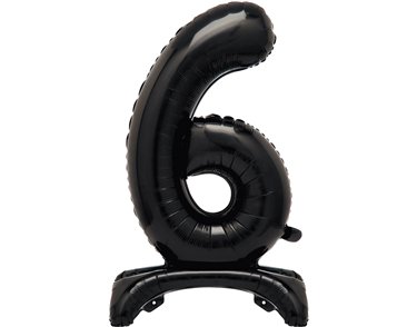30in BLACK FOIL STANDING NUMERAL "6" BALLOON