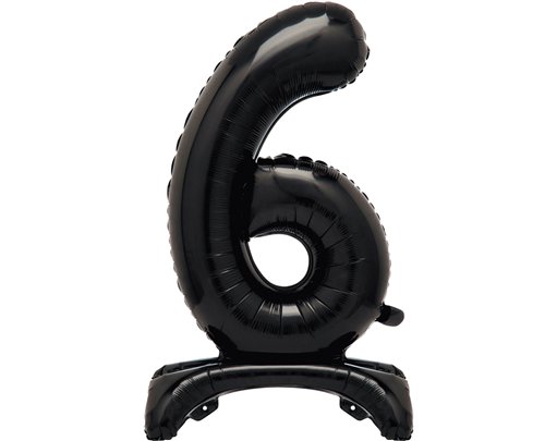 30in BLACK FOIL STANDING NUMERAL "6" BALLOON