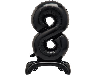 30in BLACK FOIL STANDING NUMERAL "8" BALLOON