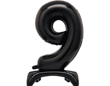 30in BLACK FOIL STANDING NUMERAL "9" BALLOON