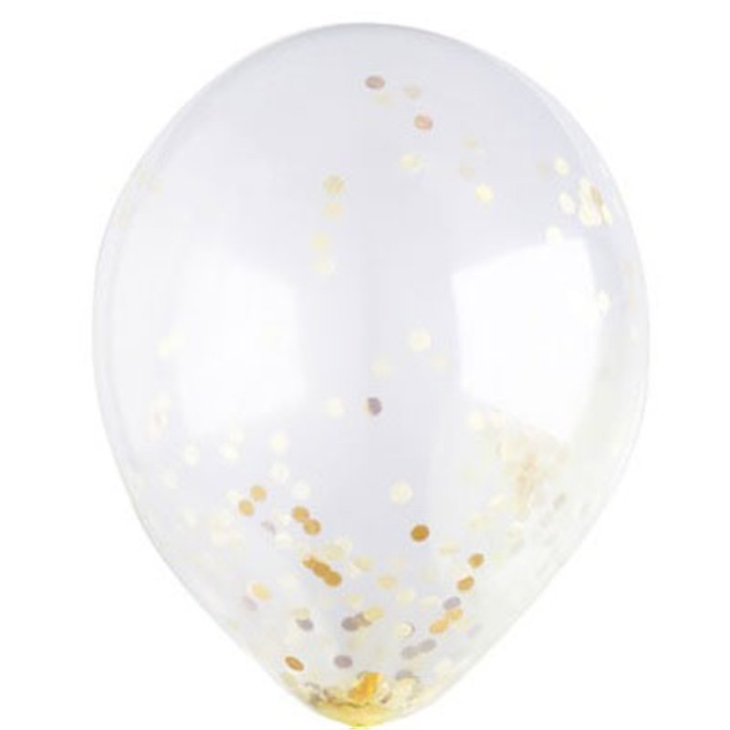 5PK 12in GOLD CONFETTI BALLOONS