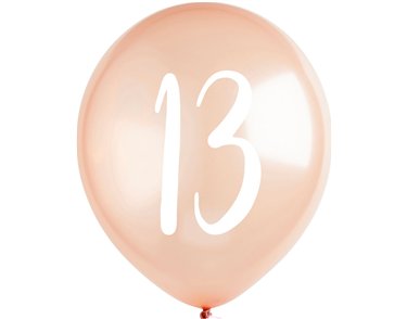 5PK 12in ROSE GOLD '13' BALLOONS