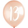 5PK 12in ROSE GOLD '13' BALLOONS