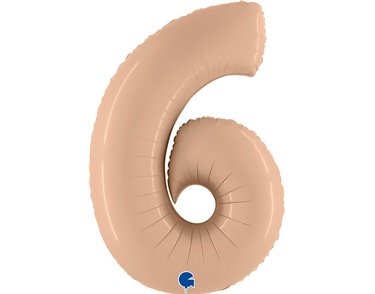40in SATIN NUDE NUMBER 6 FOIL BALLOON