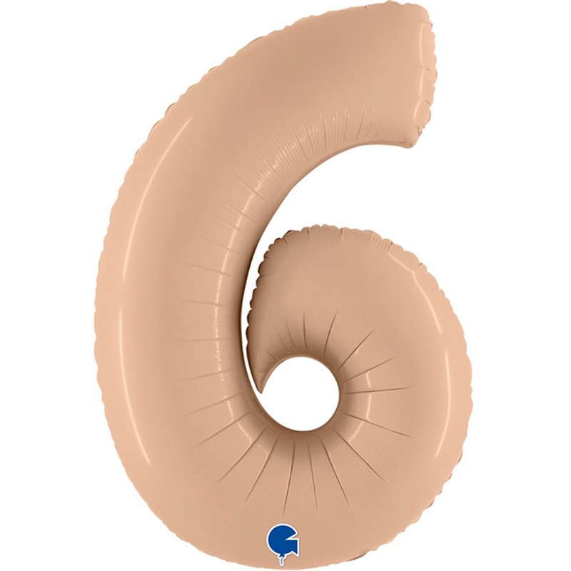 40in SATIN NUDE NUMBER 6 FOIL BALLOON
