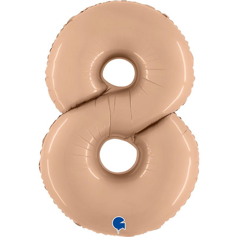 40in SATIN NUDE NUMBER 8 FOIL BALLOON