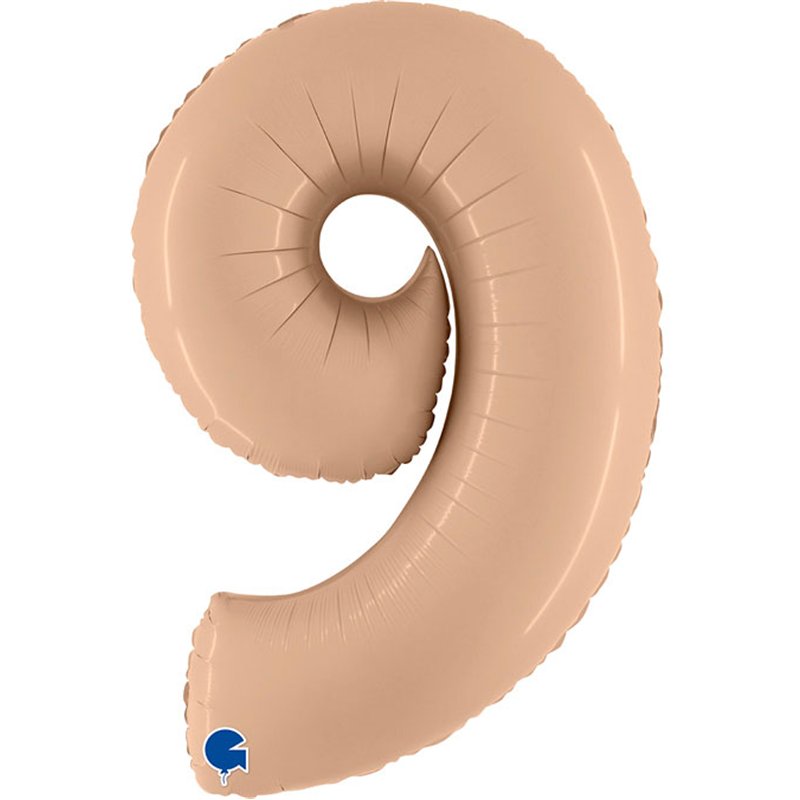 40in SATIN NUDE NUMBER 9 FOIL BALLOON