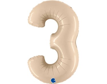40in SATIN CREAM NUMBER 3 FOIL BALLOON