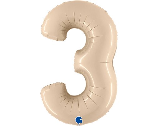 40in SATIN CREAM NUMBER 3 FOIL BALLOON