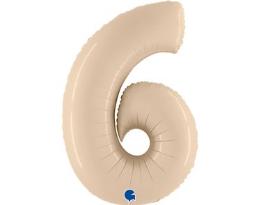 40in SATIN CREAM NUMBER 6 FOIL BALLOON