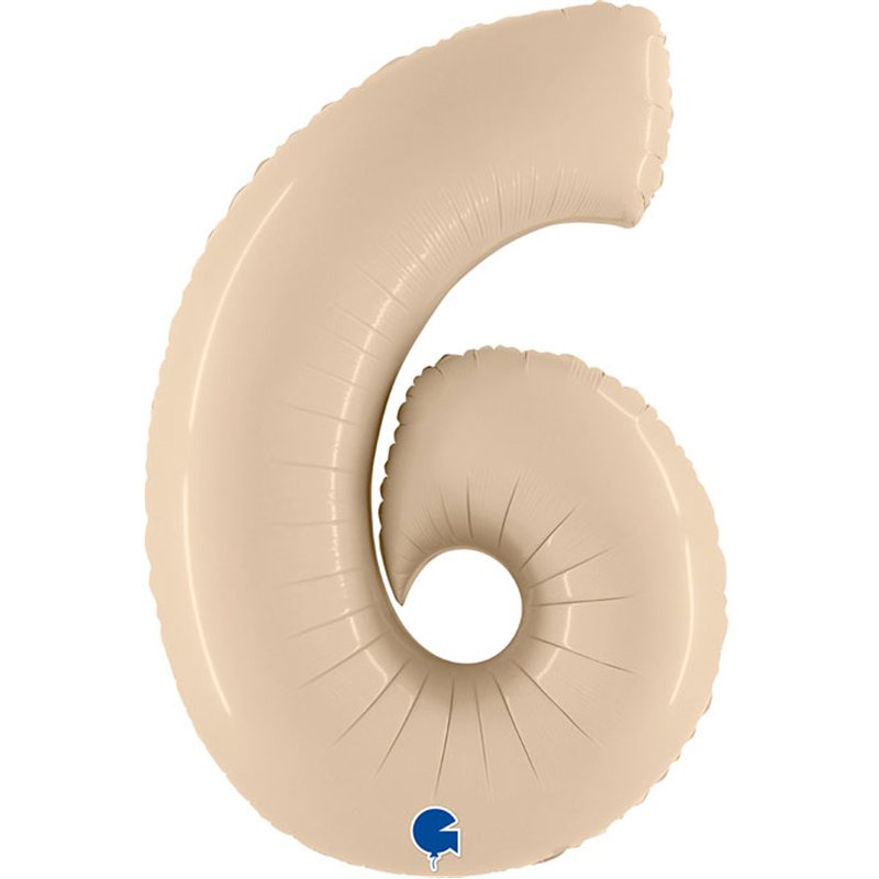 40in SATIN CREAM NUMBER 6 FOIL BALLOON