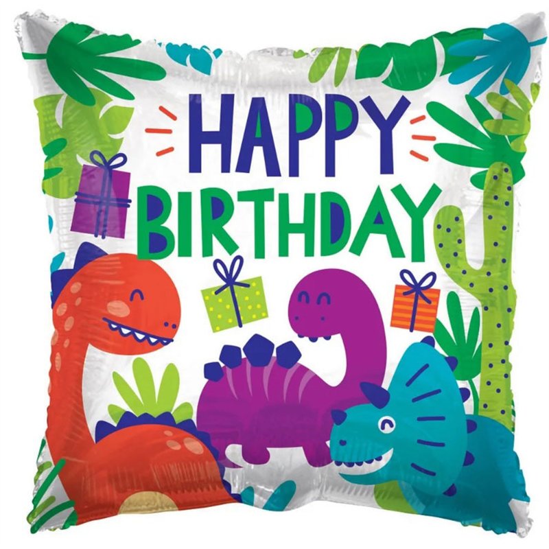 18in BIRTHDAY DINOSAURS ECO FOIL BALLOON