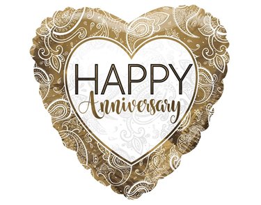 18in ANNIVERSARY GOLD ORNAMENTS ECO FOIL BALLOON