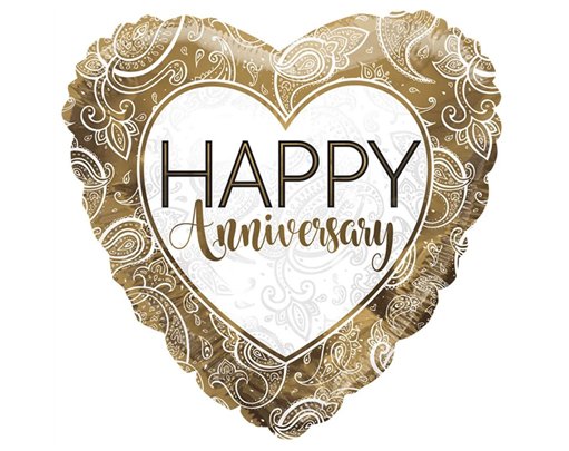 18in ANNIVERSARY GOLD ORNAMENTS ECO FOIL BALLOON