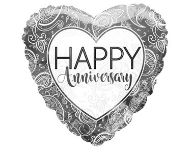 18in ANNIVERSARY SILVER ORNAMENTS ECO FOIL BALLOON