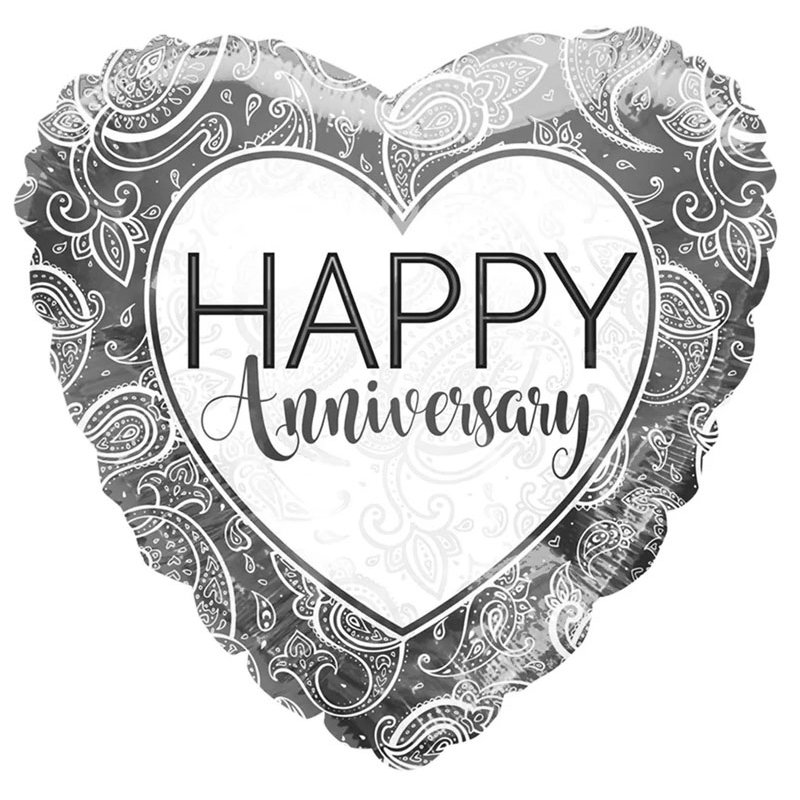 18in ANNIVERSARY SILVER ORNAMENTS ECO FOIL BALLOON