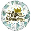 18in BIRTHDAY CROWN & LEAVES ECO FOIL BALLOON