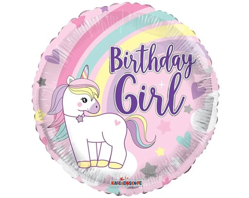 18in BIRTHDAY GIRL UNICORN ECO FOIL BALLOON