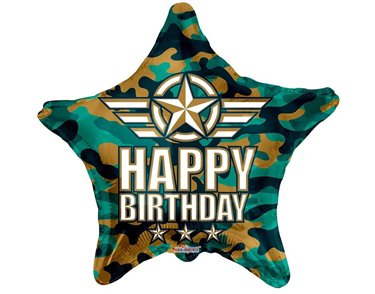 18in BIRTHDAY CAMOUFLAGE ECO FOIL BALLOON