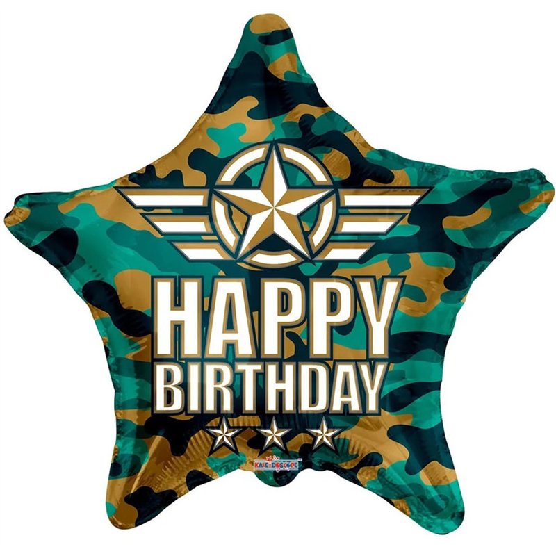 18in BIRTHDAY CAMOUFLAGE ECO FOIL BALLOON